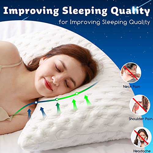 Cooling Side Sleeper Pillow for Neck and Shoulder Pain, Luxury Shredded Memory FoamBed Pillows for Sleeping Set of 2- Adjustable Queen Size Curved Pillow Neck Pillow- Bamboo Washable Pillow Cover
