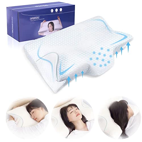 Dosaze Contoured Orthopedic Pillow Neck Pillows for Pain Relief Sleeping,Cervical Memory Foam Pillow,Ergonomic Orthopedic Sleeping Neck Support Pillow for Side Sleepers Backand Stomach (White)