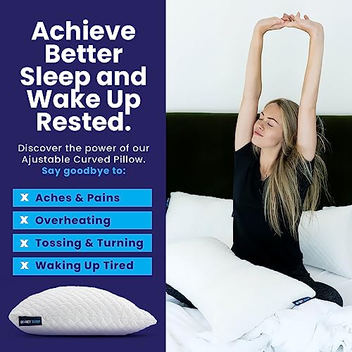 Sidney Sleep Side and Back Sleeper Pillow for Neck and Shoulder Pain Relief - Firm Memory Foam Bed Pillow for Sleeping - Adjustable Loft - Queen Size Washable Case. Extra Fill Included (Queen, White)