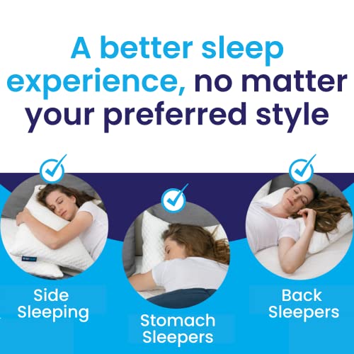 Sidney Sleep Side and Back Sleeper Pillow for Neck and Shoulder Pain Relief - Firm Memory Foam Bed Pillow for Sleeping - Adjustable Loft - Queen Size Washable Case. Extra Fill Included (Queen, White)