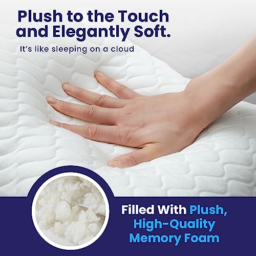Sidney Sleep Side and Back Sleeper Pillow for Neck and Shoulder Pain Relief - Firm Memory Foam Bed Pillow for Sleeping - Adjustable Loft - Queen Size Washable Case. Extra Fill Included (Queen, White)
