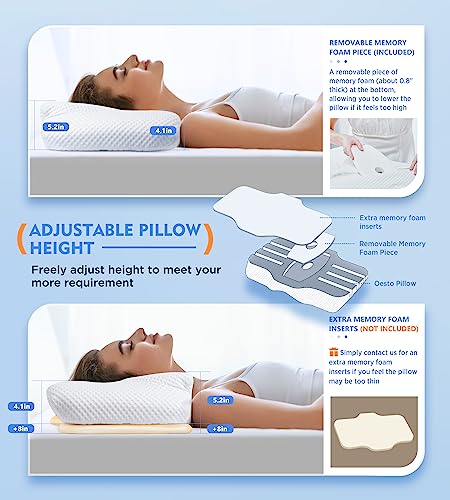 Osteo Cervical Pillow for Neck Pain Relief, Hollow Design Odorless Memory Foam Pillows with Cooling Case, Adjustable Orthopedic Bed Pillow for Sleeping, Contour Support for Side Back Stomach Sleepers