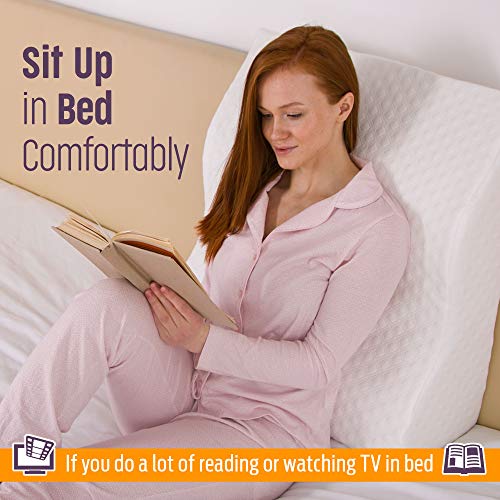 aeris Memory Foam Wedge Pillow for Sleeping - Unique Curved Design - Incline Post Surgery Pillow - Acid Reflux, Heartburn, GERD, Snoring - Washable Cover