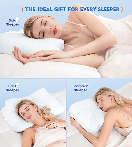 Osteo Cervical Pillow for Neck Pain Relief, Hollow Design Odorless Memory Foam Pillows with Cooling Case, Adjustable Orthopedic Bed Pillow for Sleeping, Contour Support for Side Back Stomach Sleepers
