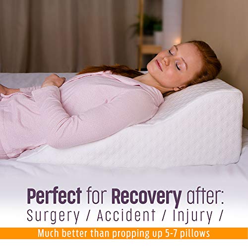 aeris Memory Foam Wedge Pillow for Sleeping - Unique Curved Design - Incline Post Surgery Pillow - Acid Reflux, Heartburn, GERD, Snoring - Washable Cover
