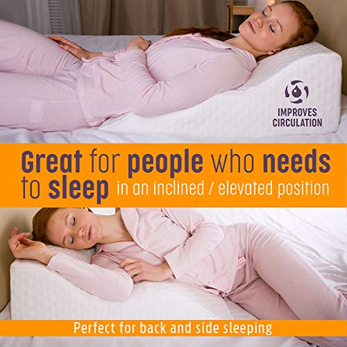 aeris Memory Foam Wedge Pillow for Sleeping - Unique Curved Design - Incline Post Surgery Pillow - Acid Reflux, Heartburn, GERD, Snoring - Washable Cover