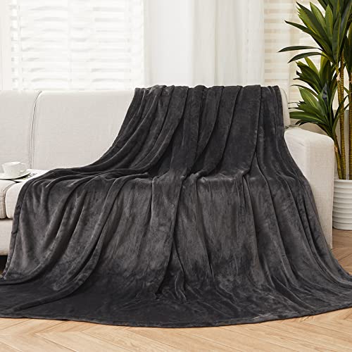 SUNNY HEAT Electric Blanket Heated Throw, 72"x84" Reversible Flannel for Full Body, with 10 Hours Auto-Off & 4 Heating Levels and ETL Certification, Home Office Use & Machine Washable, Dark Grey
