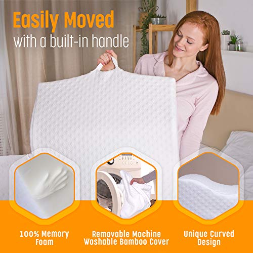 aeris Memory Foam Wedge Pillow for Sleeping - Unique Curved Design - Incline Post Surgery Pillow - Acid Reflux, Heartburn, GERD, Snoring - Washable Cover