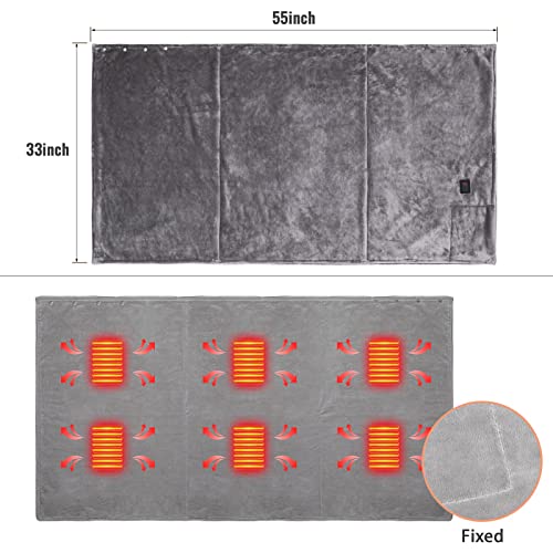 USB Heated Blanket,Heated Car Blanket,Machine Washable Super Cozy Soft Heated Blanket with 3 Heating Levels & Timing Function