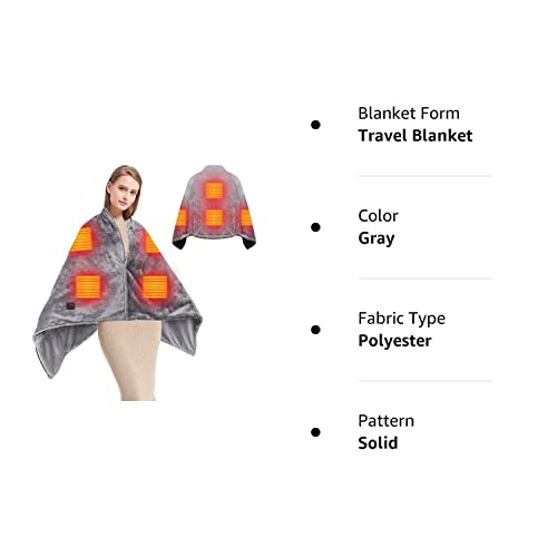 USB Heated Blanket,Heated Car Blanket,Machine Washable Super Cozy Soft Heated Blanket with 3 Heating Levels & Timing Function