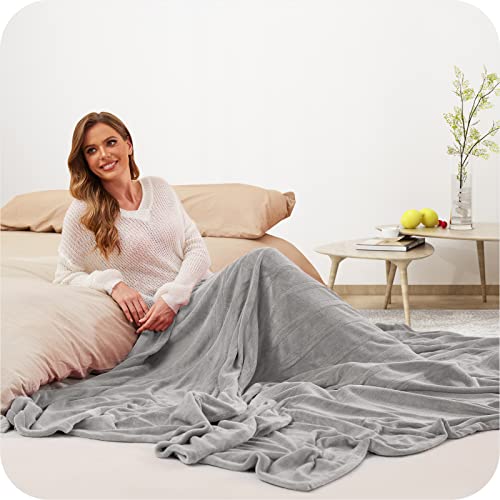 Electric Heated Blanket 72"x84" Full Size with 4 Heating Levels and 10 Hours Auto-Off Large Oversized Heating Blanket with Soft Plush Fabric for Bedding - Gray