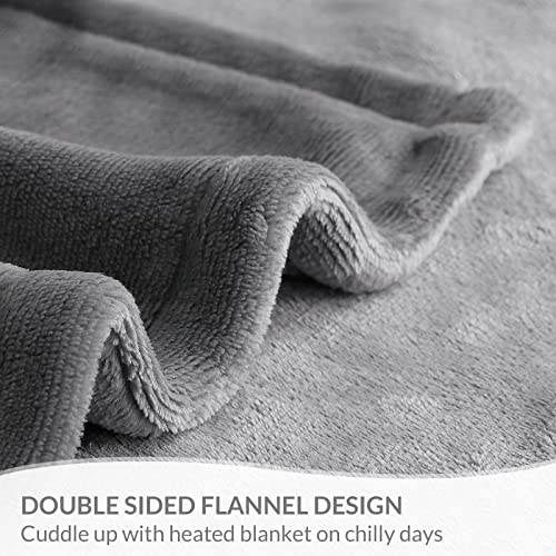 HOMLYNS Electric Blanket Twin Size with 1-12 hrs Timer Auto-Off & 10 Heating Levels, Double-Layer Flannel Heated Blanket with ETL Certification, Machine Washable Heating Blanket (62”x 84”, Grey)