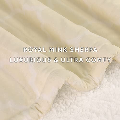 Sunbeam Royal Mink Sherpa Champagne Lattice Heated Personal Throw / Blanket, Cozy-Warm, Adjustable Heat Settings