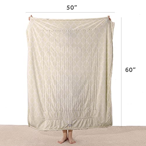 Sunbeam Royal Mink Sherpa Champagne Lattice Heated Personal Throw / Blanket, Cozy-Warm, Adjustable Heat Settings