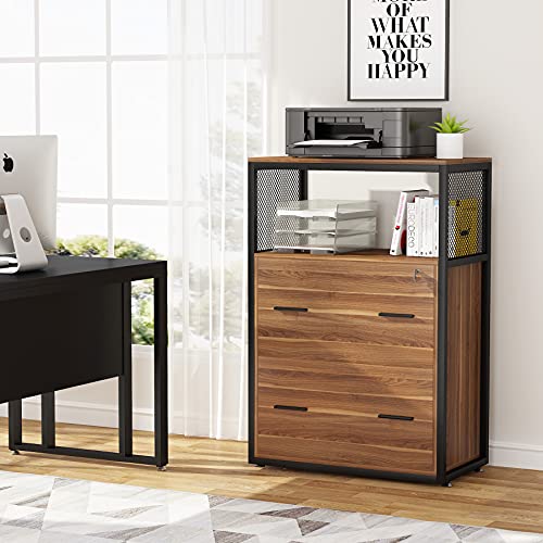 Rustic 2 Drawer Lateral File Cabinet with Lock