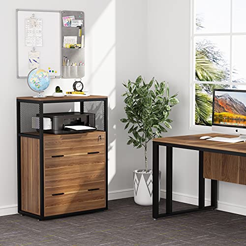 Rustic 2 Drawer Lateral File Cabinet with Lock