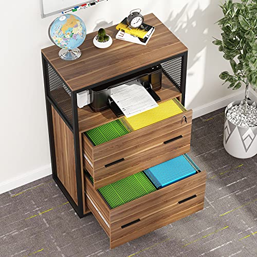 Rustic 2 Drawer Lateral File Cabinet with Lock
