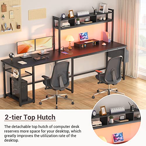 L Shaped Desk with Power Outlet and LED Strip