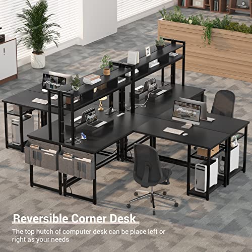 L Shaped Desk with Power Outlet and LED Strip