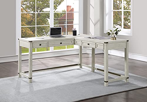 Rustic L-Shape Office Desk with Power Port