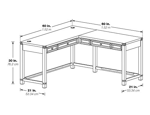 Rustic L-Shape Office Desk with Power Port