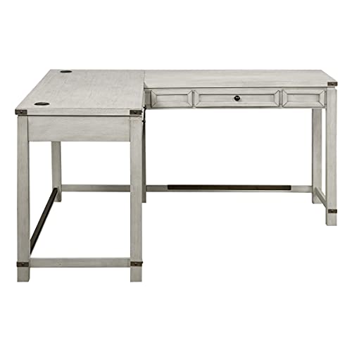 Rustic L-Shape Office Desk with Power Port