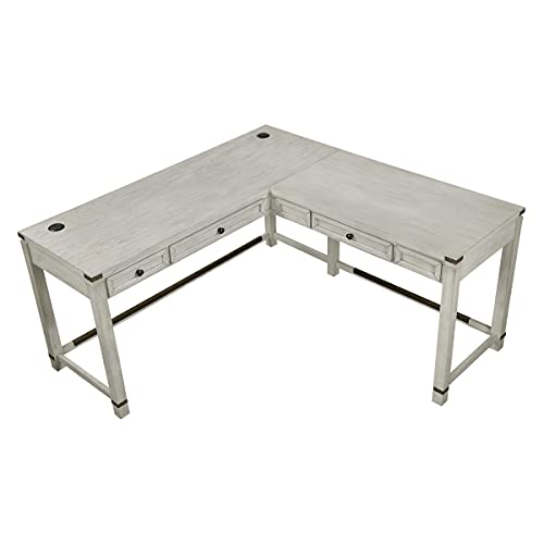 Rustic L-Shape Office Desk with Power Port