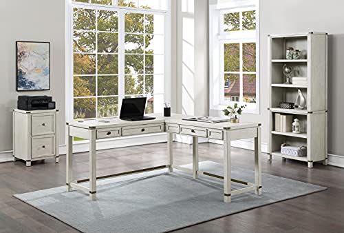 Rustic L-Shape Office Desk with Power Port