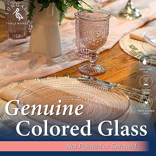 Set of 6 Vintage Pink Wine Glasses