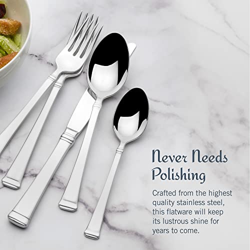 Mikasa Harmony 65 Piece Silverware Set, 18.10 Polished Mirror Stainless Steel, Service for 12 with Set