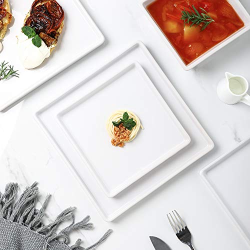 Stone Lain Grace Square Stoneware Dinnerware Set, 24 Piece Service For 8, White & Coupe Dinnerware Set, Service For 8, Black Matte, 32 Piece