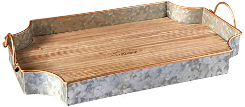 Circleware Cooperstown Wooden Craftsman Rectangle Serving Tray with Handles Kitchen Multi-Purpose Serveware for Coffee Table, Dinner, Breakfast, Food, Farmhouse Decor, 17.5” x 11” x 2”, Home