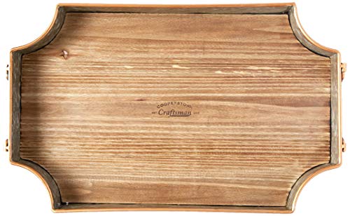 Circleware Cooperstown Wooden Craftsman Rectangle Serving Tray with Handles Kitchen Multi-Purpose Serveware for Coffee Table, Dinner, Breakfast, Food, Farmhouse Decor, 17.5” x 11” x 2”, Home