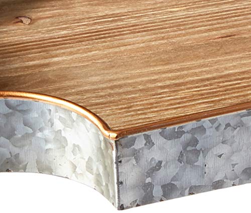 Circleware Cooperstown Wooden Craftsman Rectangle Serving Tray with Handles Kitchen Multi-Purpose Serveware for Coffee Table, Dinner, Breakfast, Food, Farmhouse Decor, 17.5” x 11” x 2”, Home