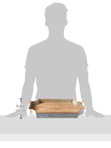 Circleware Cooperstown Wooden Craftsman Rectangle Serving Tray with Handles Kitchen Multi-Purpose Serveware for Coffee Table, Dinner, Breakfast, Food, Farmhouse Decor, 17.5” x 11” x 2”, Home