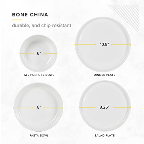 Table 12 16-Piece Natural White Coupe Dinnerware Set, Service for 4