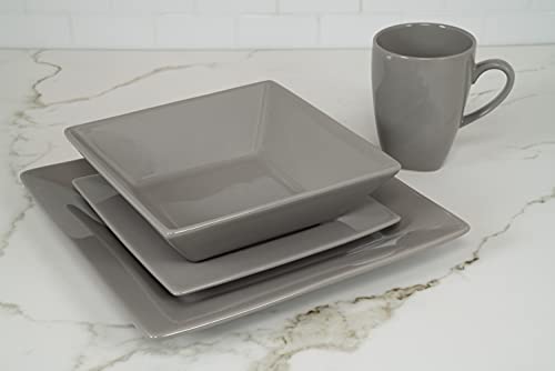 10 Strawberry Street Nova Square 40 pc Dinnerware Set, Gray