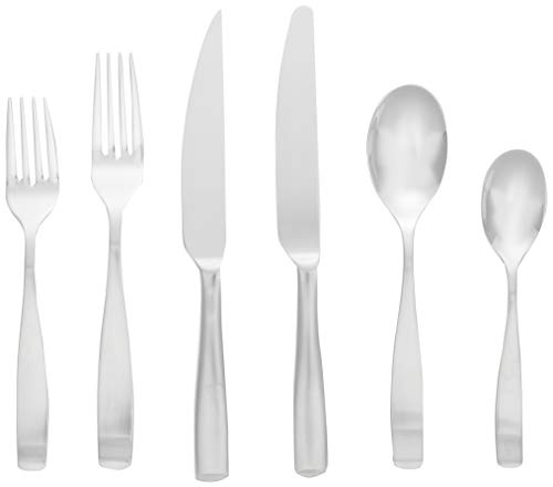 Mikasa Satin Loft 75-Piece 18/10 Stainless Steel Flatware Set with Serving Utensil Set, Service for 12