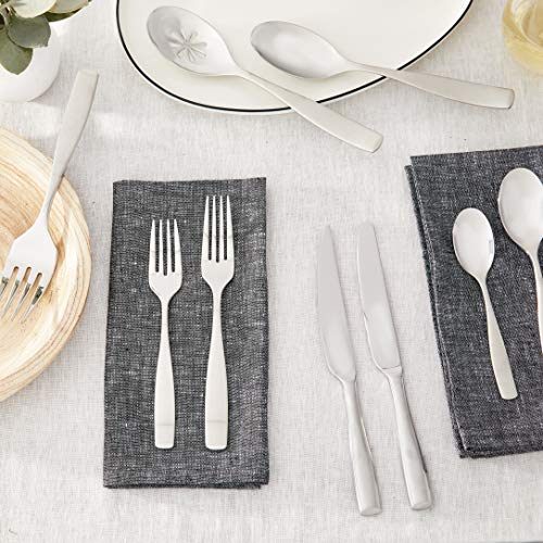 Mikasa Satin Loft 75-Piece 18/10 Stainless Steel Flatware Set with Serving Utensil Set, Service for 12