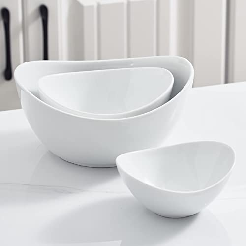 Gomakren 3 Tiered Oval Serving Bowl With Collapsible Metal Rack, Thanksgiving Bowls Dishes, Dessert Appetizer, Candy Chip Dip, Fruit, Vegetable Bowl Set, White Serving Dishes For Entertaining (Black)