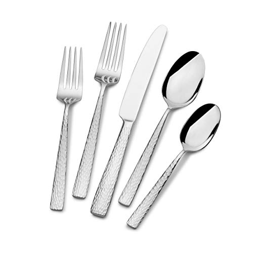 Mikasa Oliver Gleam 65-Piece 18/10 Stainless Steel Flatware Set with Serving Utensils, Service for 12, Silver