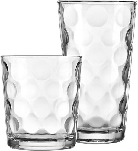 Home to Table HE Modern Drinking Glasses Set, 12-Count Galaxy Glassware, Includes 6 Cooler Glasses (17oz) 6 DOF Glasses(13oz) 12-piece Elegant Glassware Set