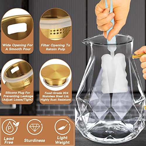 Yirilan Glass Pitcher,74 oz/2.2 Liter Water Pitcher With Lid,Iced Tea Pitcher for Fridge,Glass Water Carafe With Lid, Glass Water Jug,Large Drink Pitcher For Juice, Milk, Cold Or Hot Beverages,2 Quart
