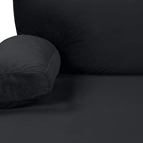 Casa Andrea Milano Modern Large Velvet Fabric U-Shape Sectional Sofa, Double Extra Wide Chaise Lounge Couch, Midnight