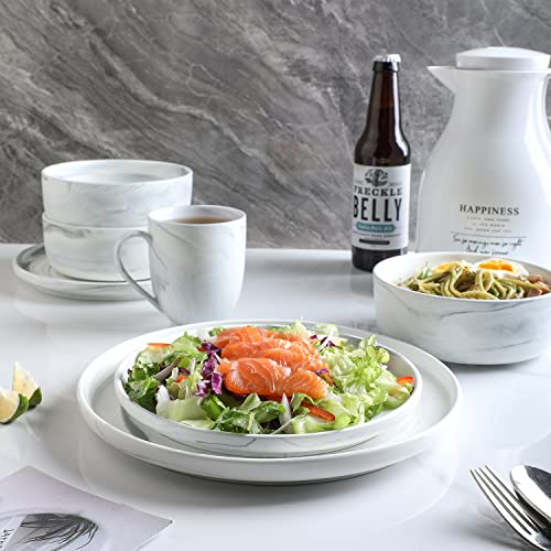 Stone Lain Marble Porcelain Dinnerware Set, 32 Piece Service for 8, Matte Gray