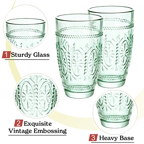 Set of 4 Vintage Colored Drinking Glasses
