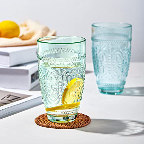 Set of 4 Vintage Colored Drinking Glasses