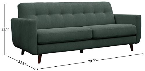 Amazon Brand – Rivet Sloane Mid-Century Modern Sofa Couch, 79.9"W, Emerald Green