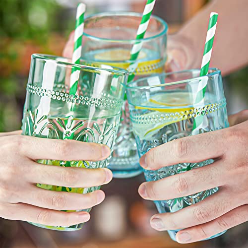 Set of 4 Vintage Colored Drinking Glasses