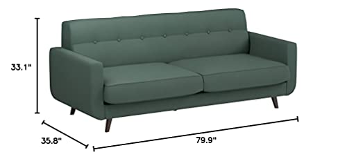Amazon Brand – Rivet Sloane Mid-Century Modern Sofa Couch, 79.9"W, Emerald Green